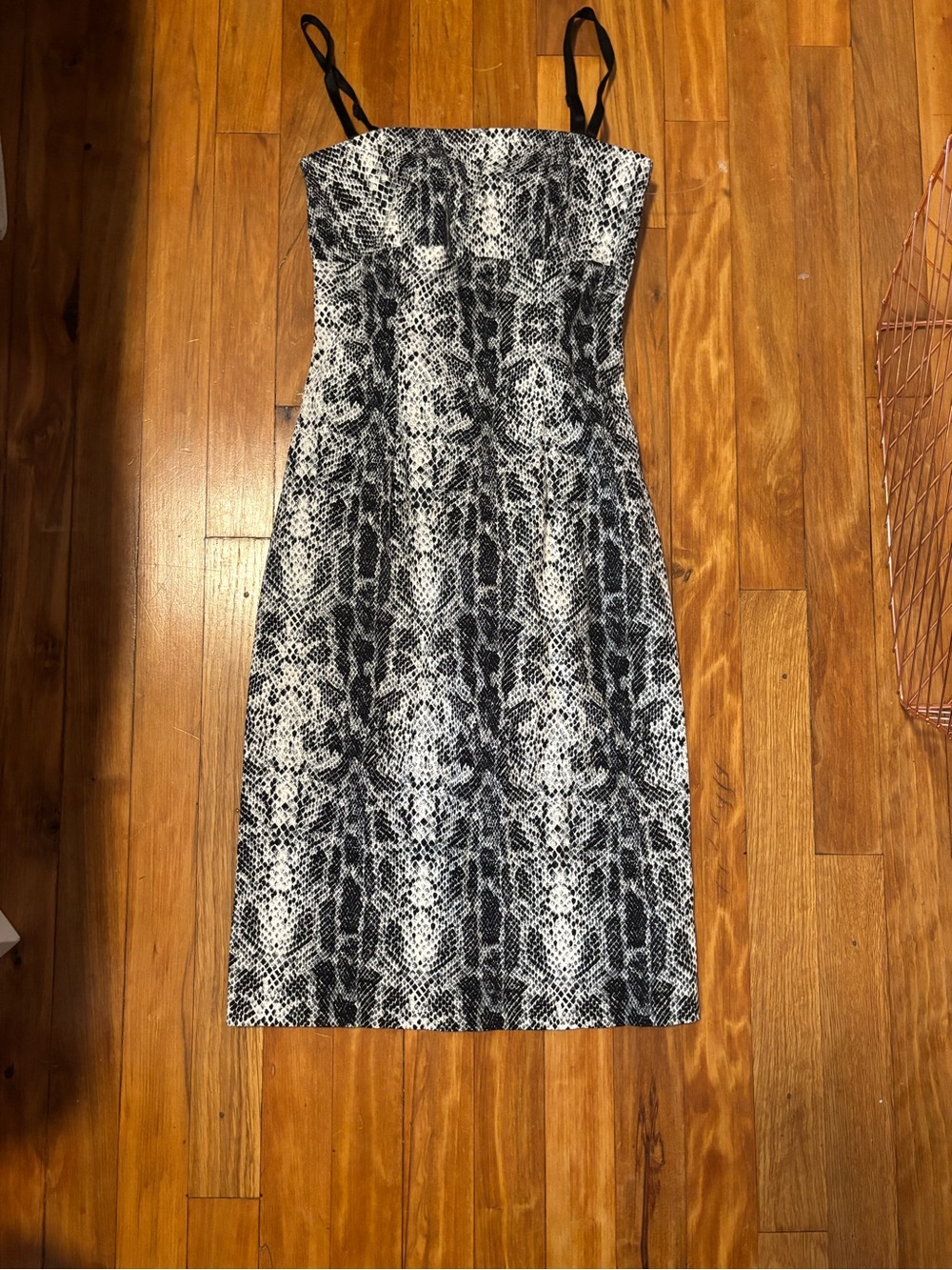 Necessary Objects Black & White Snake-Print Midi Dress